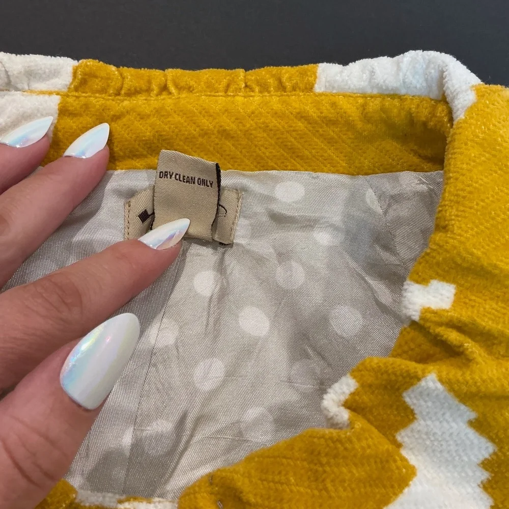 Elevenses Mustard Yellow Floral Pea Coat Size 2 - Picture 8 of 9